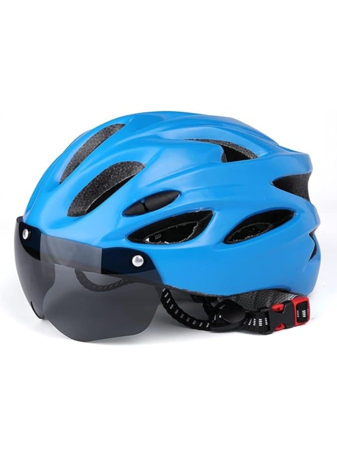 DUNISO Adult bicycle helmet with detachable magnetic goggles, road and mountain riding protective helmet, adjustable size,unisex，blue  - Image 3