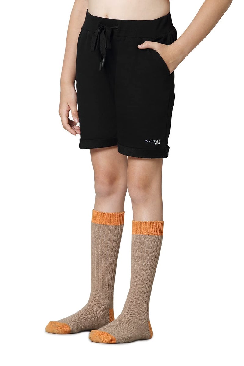 Van Heusen Girls Longline Shorts - 100% Power-Plus Cotton - Superior Drape, Functional Pocket, Longline_67502_Black_11-12 Years - Image 3
