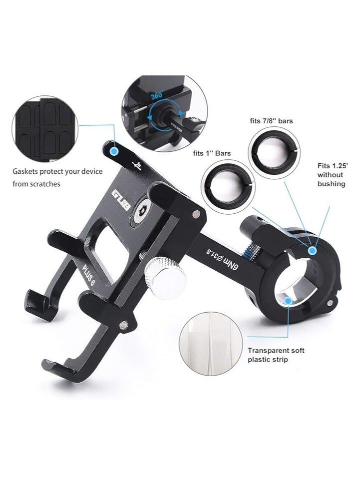 GUB - GUB Universal Bicycle & Motorcycle Cell Phone Mount, Full Display Phone Bike Holder with 360° Rotation Adjustable For Iphone X, Huawei P20, Samsung Note9 Note9+ (Black) - Image 1