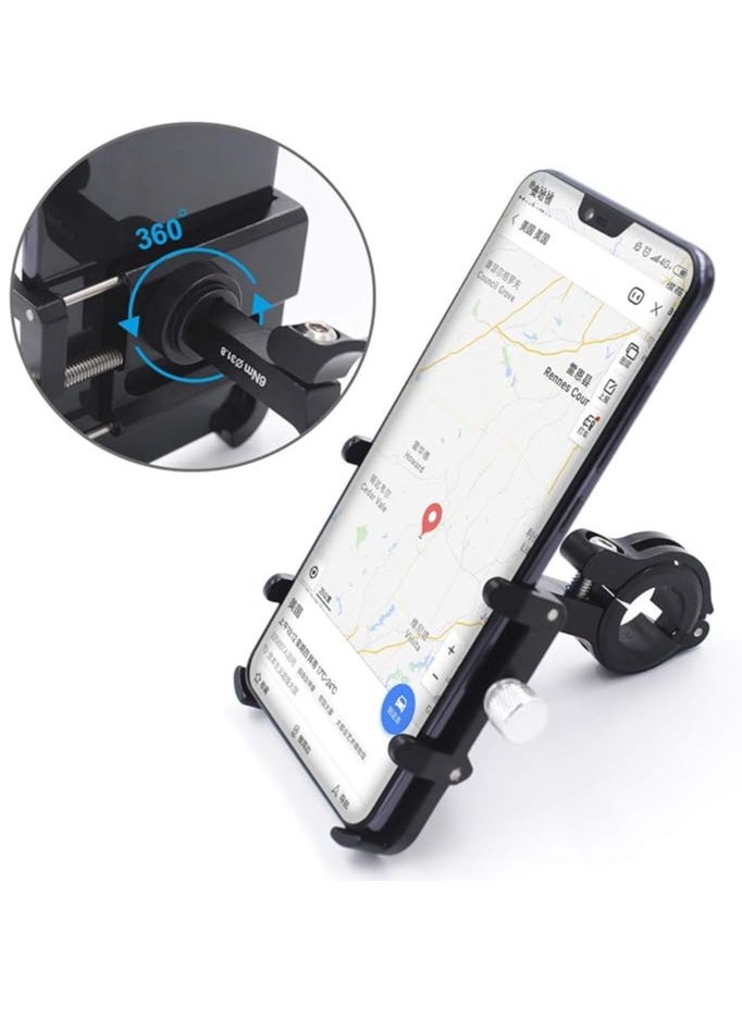 GUB - GUB Universal Bicycle & Motorcycle Cell Phone Mount, Full Display Phone Bike Holder with 360° Rotation Adjustable For Iphone X, Huawei P20, Samsung Note9 Note9+ (Black) - Image 1