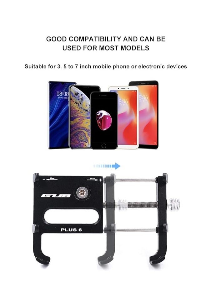 GUB - GUB Universal Bicycle & Motorcycle Cell Phone Mount, Full Display Phone Bike Holder with 360° Rotation Adjustable For Iphone X, Huawei P20, Samsung Note9 Note9+ (Black) - Image 1