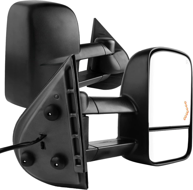AUTOSAVER88 Tow Mirrors for 2007-2014 Chevy Silverado GMC Sierra - Power Heated Replacement Set with Turn Signal and Dual Glass - Image 1