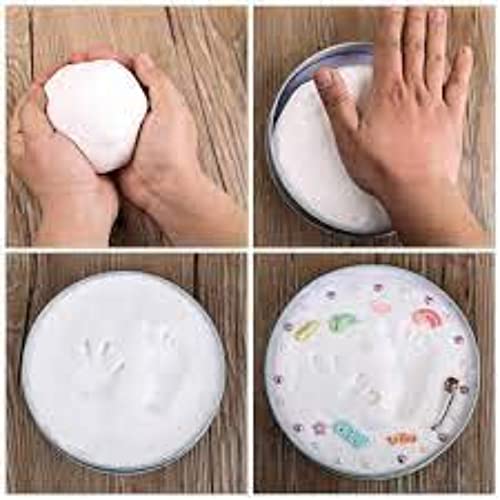 BABIES BLOOM Handprint And Footprint Kit, Baby Imprint Keepsake Kit, Round Shape Baby Footprint Kit, Newborn Baby Gift (White With Decor) - Image 5