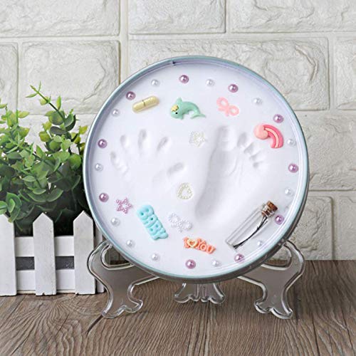 BABIES BLOOM Handprint And Footprint Kit, Baby Imprint Keepsake Kit, Round Shape Baby Footprint Kit, Newborn Baby Gift (White With Decor) - Image 4
