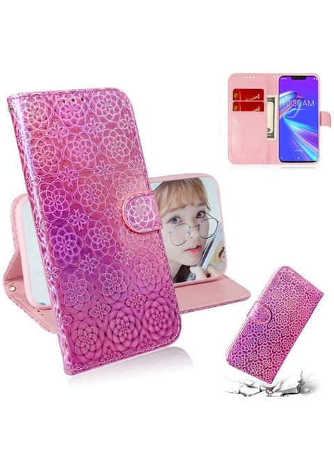 Case Cover For Asus Zenfone Max M2 ZB633KL Solid Color Colorful Magnetic Buckle Horizontal Flip PU Leather Case with Holder & Card Slots & Wallet & Lanyard Pink