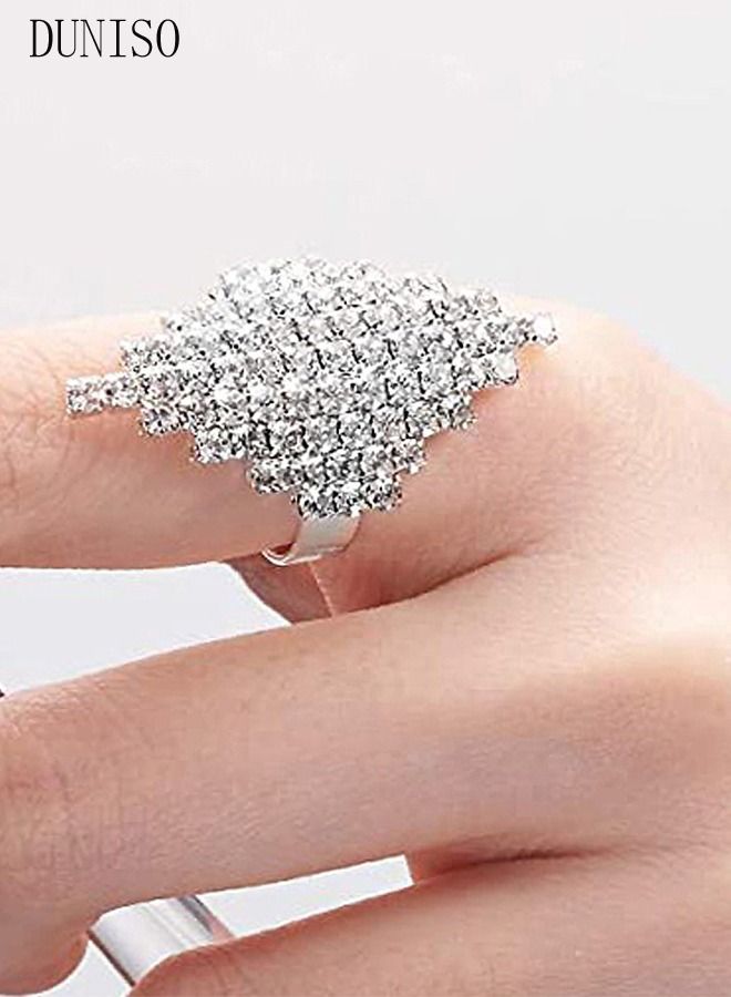 DUNISO 5Pcs Clutch Bag Rhinestone Jewelry Set with Necklace Earrings Bracelets Ring Rhinestone Purse Bag Glitter Evening Bag Wedding Bridal Bridesmaid Costume Jewelry Set for Women and Girls Dress Accessorie - Image 4