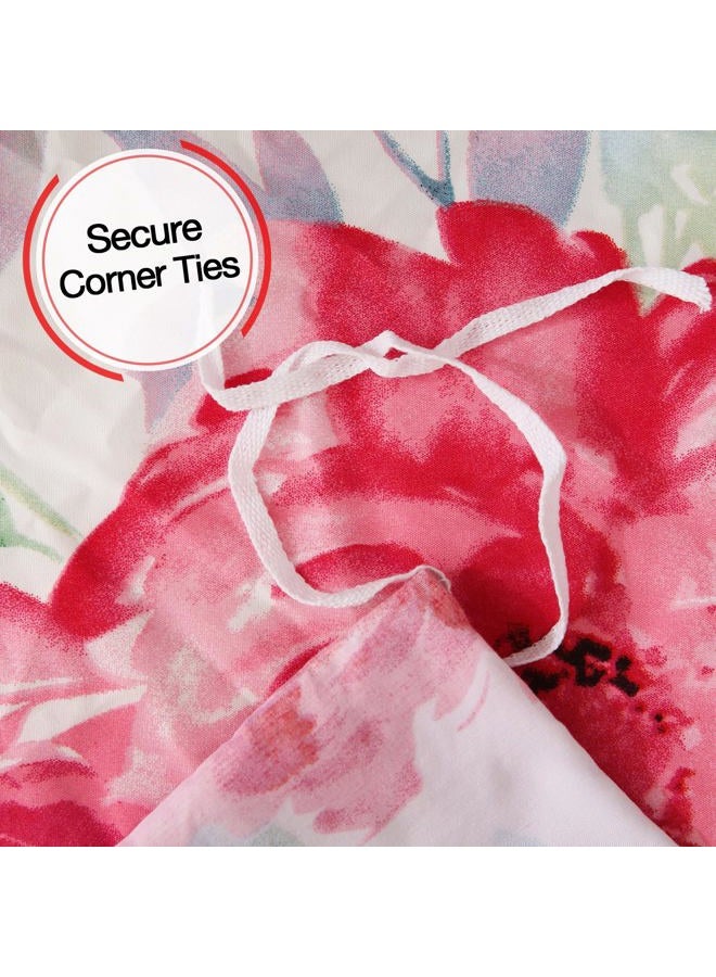 JSD Rose Floral Duvet Cover Set Queen Size, 3 Piece Soft Printed Microfiber Comforter Covers Zipper Closure - Image 4