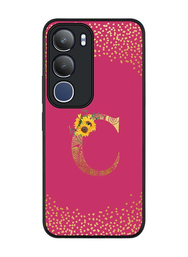 Stylizedd For vivo Y19s / Y19s Pro Case,Slim fit Camera Protection, Shockproof Thin Phone cover  - Custom Floral Monogram - C ( Deep Pink )