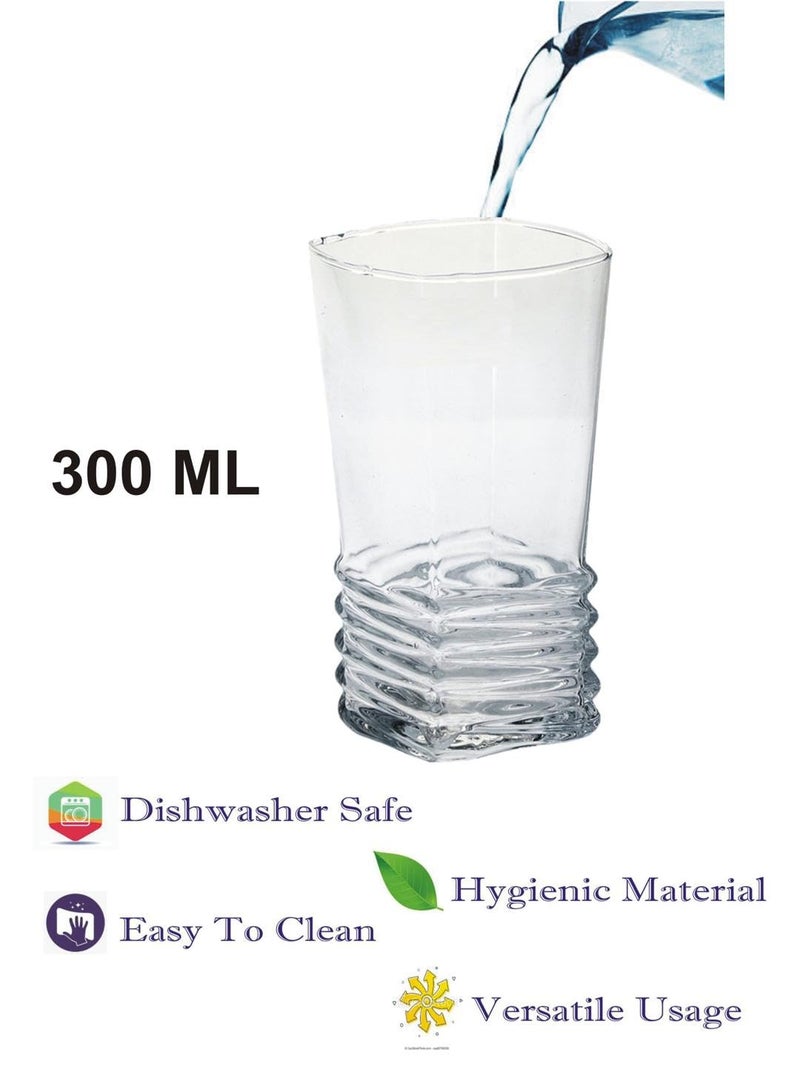 Somil Clear Elegance Timeless Glass Designs for Every Occasion 300 ml Capacity Pack of 4 Size 12 X 7 X 7 Cm - Image 4