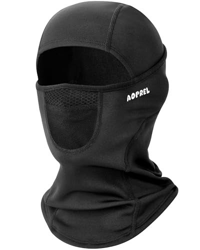 AOPREL Kids Balaclava Ski Mask with Breathable Holes, Windproof Fleece Full Face Mask for Cold Weather Boys Girls Black - Image 1