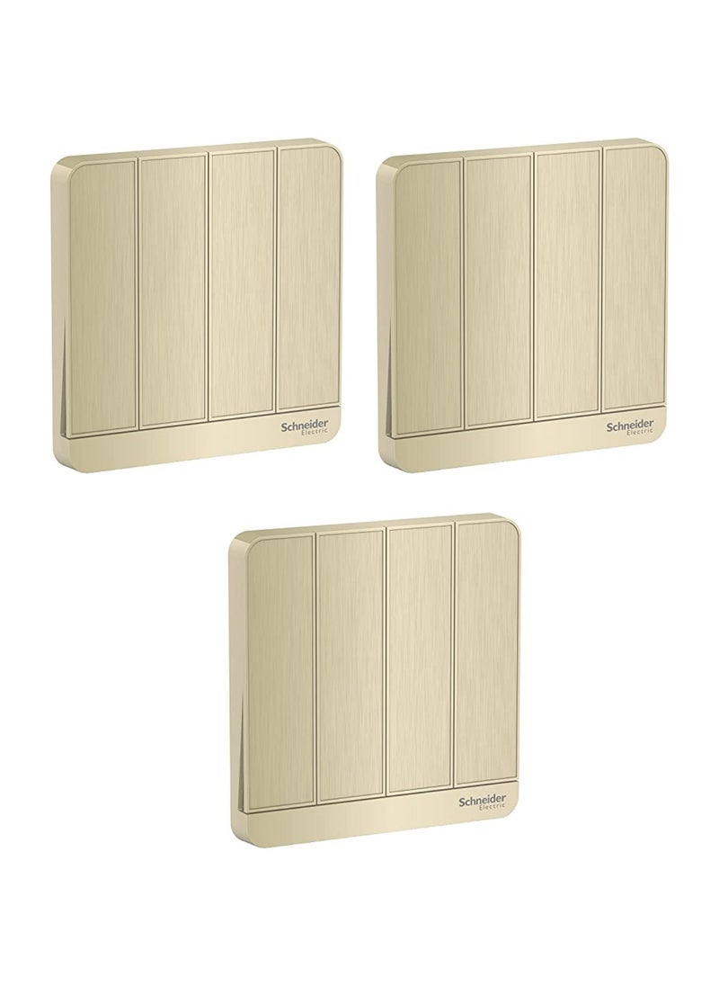 Schneider Electric Schneider Electric E8334L1_WG AvatarOn Gold - 1-way plate switch 4 gang 16AX - Pack of 3 