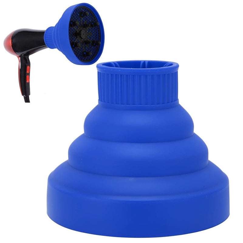woobles Hair Dryer Diffuser Universal Collapsible Silicone Hair Dryer Diffuser Portable Travel Folding Hair Blow Dryer Diffuser(Blue) Blue - Image 2