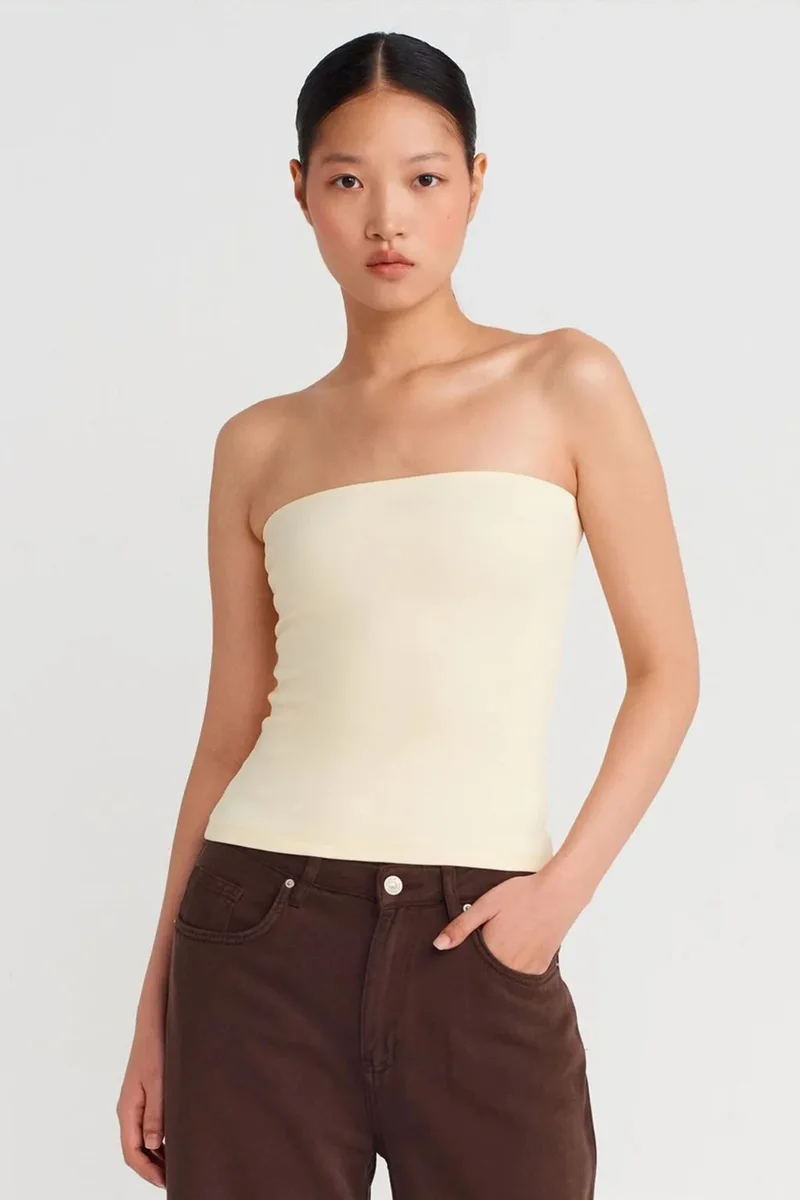 DILVIN Strapless Slim-fit Jersey Blouse