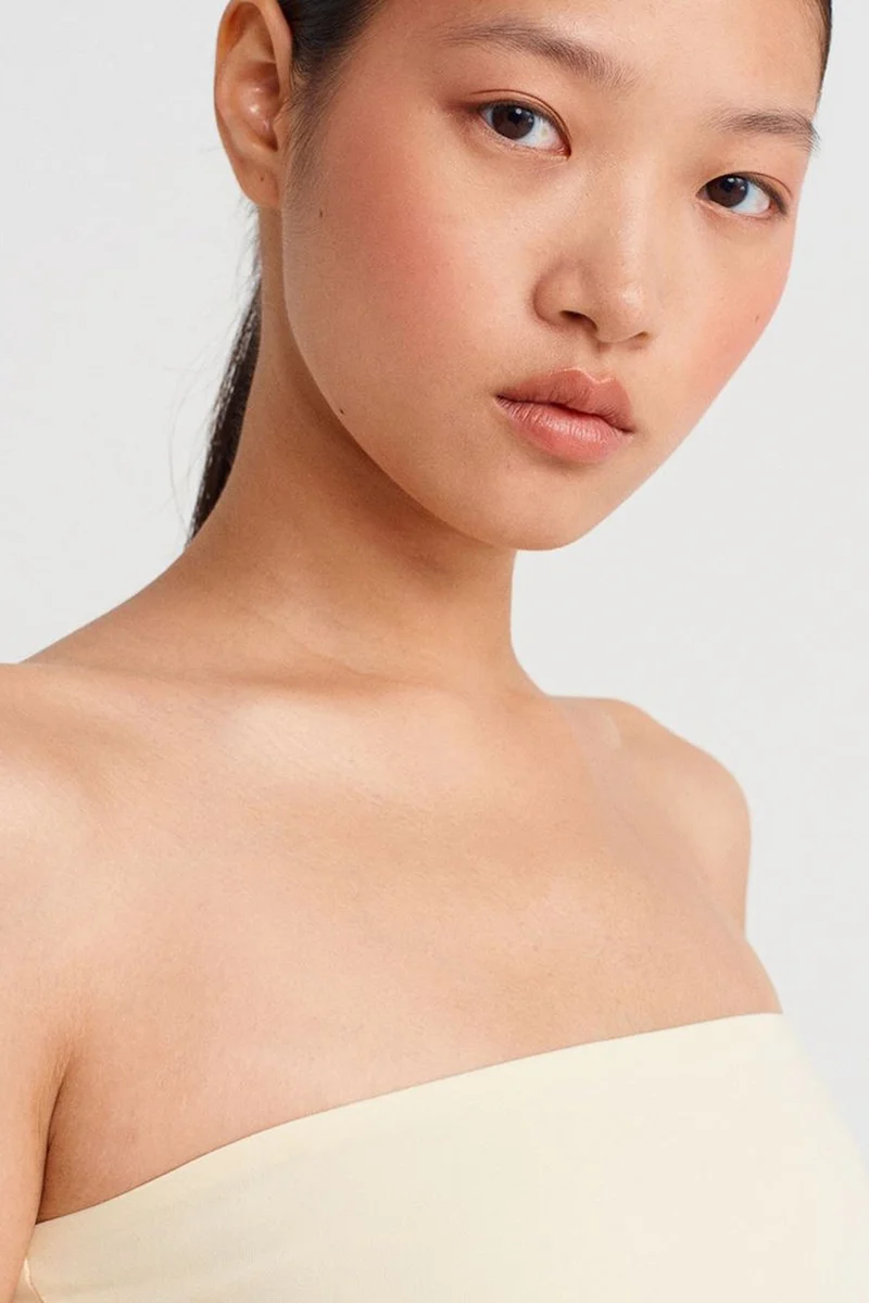 Dilvin Cream Natural DILVIN Strapless Slim-fit Jersey Blouse for Women | Best Price UAE