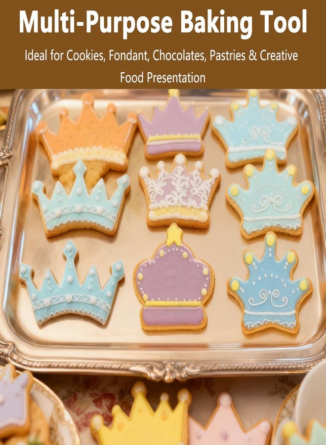 KGCGJVB 3Pcs Crown Cookie Cutter Set for Princess Cakes Stainless Steel Fondant Cutters and Molds for Baking Chocolate Molde for Cute Party Desserts and Crafts - Image 2