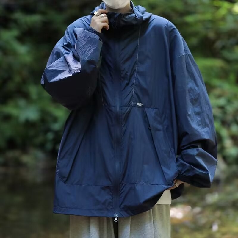Summer Outdoor Lightweight Hooded Tooling Sun Protection Clothing Men'S And Women'S Fashion Design All-Match Personalized Loose Casual Top - Image 2