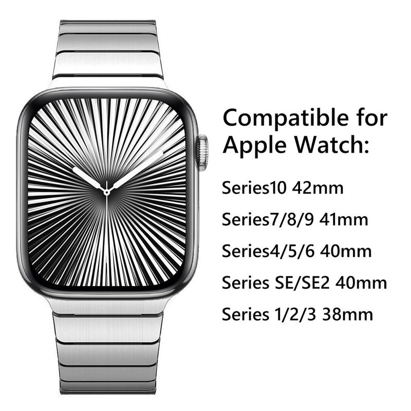 NewWays Link Bracelet for Apple Watch Band 42mm Series11 10 41mm Series 9 Series 8 Series 7 40mm 38mm, iWatch SE Series 11 10 9 8 7 6 5 4 3 2 1 Stainless Steel Link Bands, Silver - Image 2