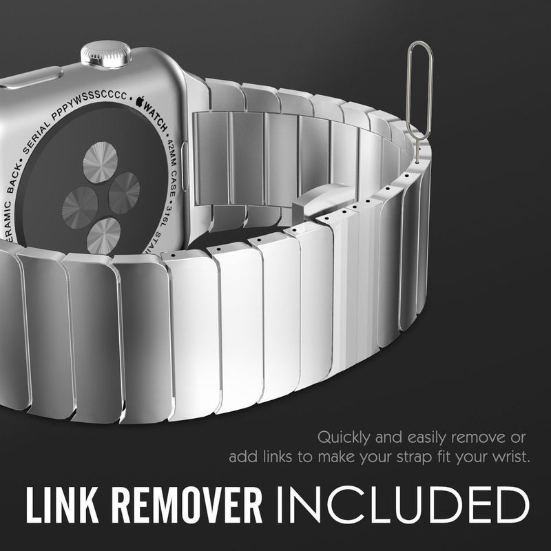 NewWays Link Bracelet for Apple Watch Band 42mm Series11 10 41mm Series 9 Series 8 Series 7 40mm 38mm, iWatch SE Series 11 10 9 8 7 6 5 4 3 2 1 Stainless Steel Link Bands, Silver - Image 4