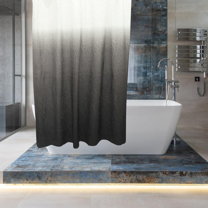 PATKAW Waterproof Polyester Shower Curtain with Hooks 180x180cm Gray Gradient Bathroom Partition Curtain Household Washable - Image 4