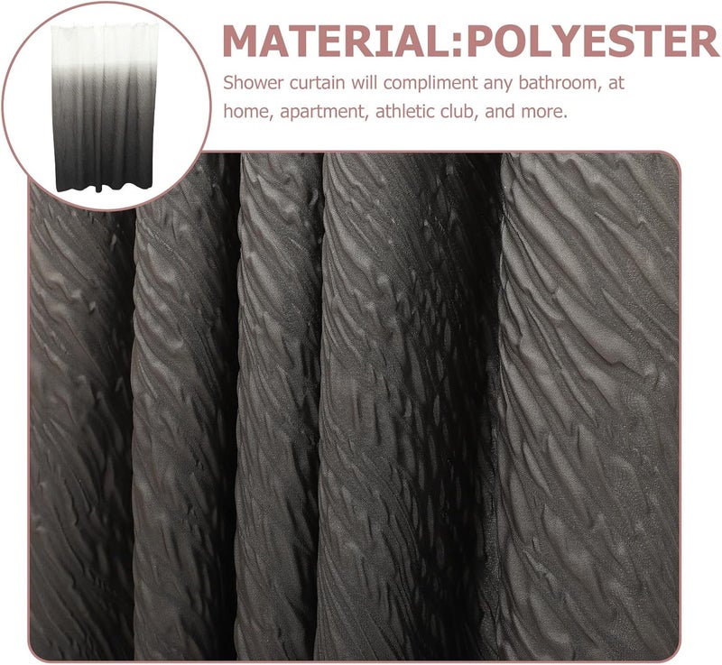 PATKAW Waterproof Polyester Shower Curtain with Hooks 180x180cm Gray Gradient Bathroom Partition Curtain Household Washable - Image 3