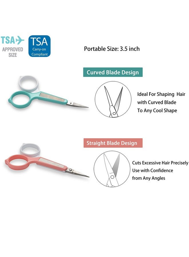 Pafason Stainless Steel Curved And Straight Eyebrow Grooming Scissor Set With Safety Cover For Trimming Shaping Eyelash Extensions Eyebrow - Image 3