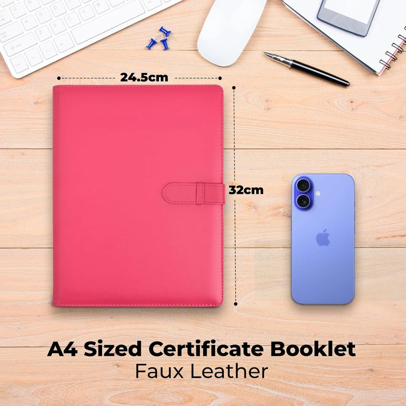 Arpan A4 Certificate Presentation Folder, PU Leather Document Organizer, Professional Portfolio Book, Conference Display Binder (Pink, 36 Pockets 72 Sides) - Image 2