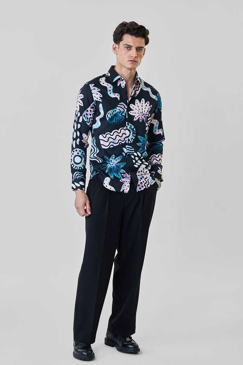 SNITCH قميص فاخر بقصة ضيقة بتصميم تجريدي