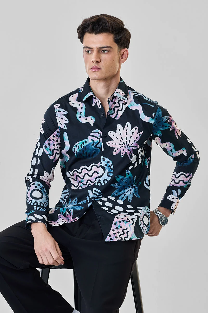 SNITCH Luxe Slim Fit Abstract Shirt