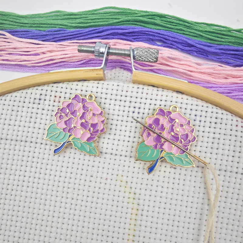 MAGNEECH 2Pcs Needle Minder for Cross Stitch, Pretty Flower Cartoon Enamel Pin,Embroidery Needlework Accessories,Gift for Cross Stitch Lover (Tulip Bouquet) - Image 1