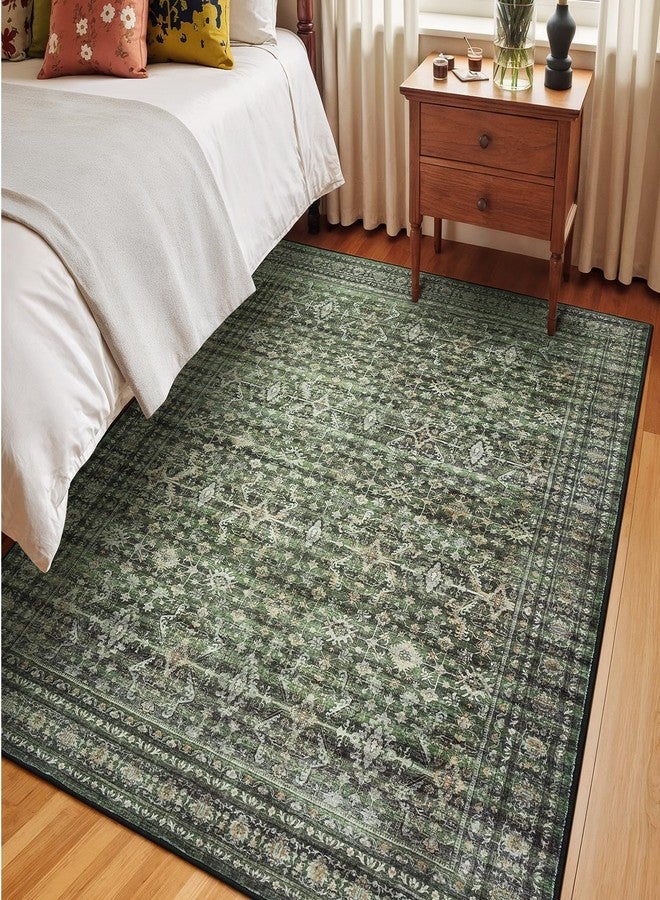 Lofus 5x7 Area Rug for Living Room,Green Washable Area Rugs with Non-Slip Backing,Soft Boho Carpets for Bedroom Dining Room Home Office Indoor Nursery - Image 3