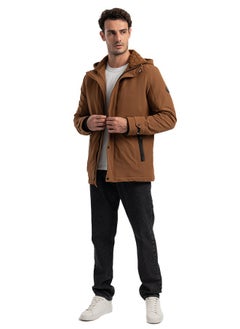 clever Men's Gabardine Jacket - With Collar Water Proof-Havana  - Image 4