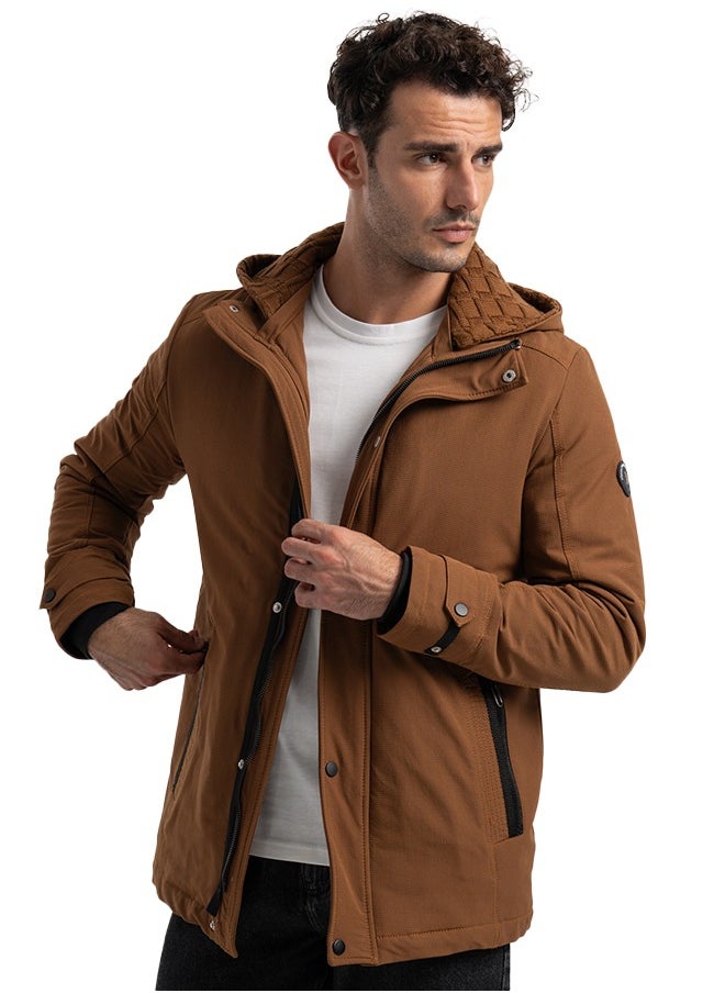 clever - Men's Gabardine Jacket - With Collar Water Proof-Havana - Image 1