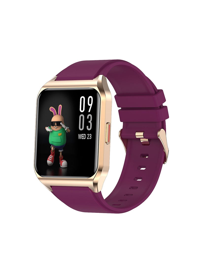 AROAQ - H60 Smart Watch Bluetooth Calling Body Temperature Heart Rate Smartwatch IP67 Waterproof Sports Fitness Tracker Watches For Men And Women With Purple Silicone Strap - Image 1