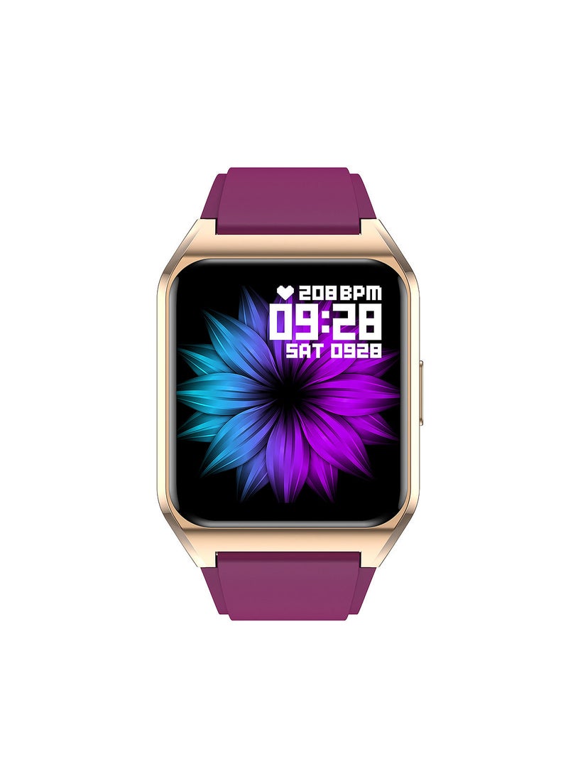 AROAQ - H60 Smart Watch Bluetooth Calling Body Temperature Heart Rate Smartwatch IP67 Waterproof Sports Fitness Tracker Watches For Men And Women With Purple Silicone Strap - Image 1