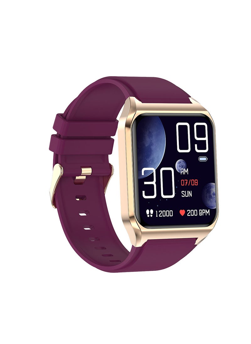 AROAQ - H60 Smart Watch Bluetooth Calling Body Temperature Heart Rate Smartwatch IP67 Waterproof Sports Fitness Tracker Watches For Men And Women With Purple Silicone Strap - Image 1