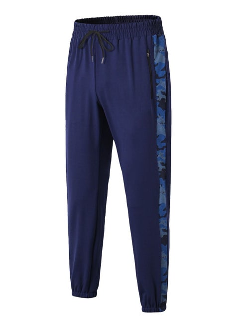 Men Quick Dry Breathable Elastic Running Trousers Dark Blue