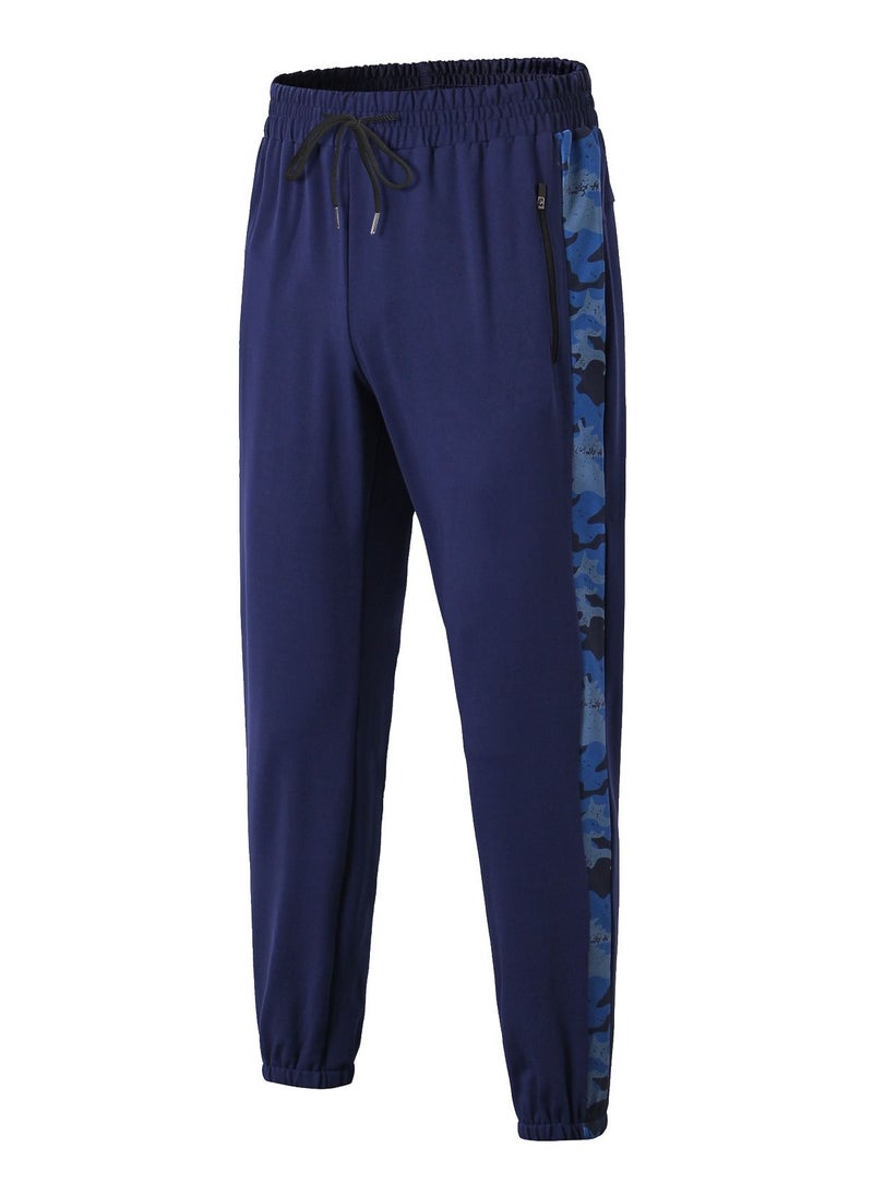 Loquat Men Quick Dry Breathable Elastic Running Trousers Dark Blue  - Image 1