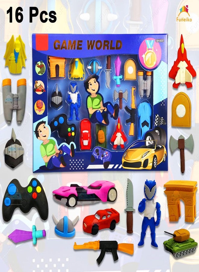 Funeiko Cartoon Erasers for Kids Different Shapes - School Stationary Kit for Kids - (Pack of 16; Assorted Color) - Image 5