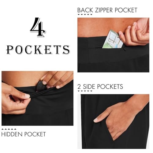 baleaf Womens' 7" Long Running Athletic Shorts Back Zipper Pocket Workout Gym Shorts Quick Dry High Waist with Liner Black Size L - Image 3