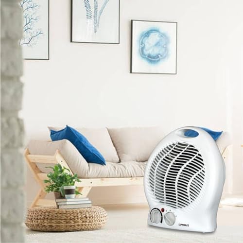 Optimus H-1322 Portable 2-Speed Fan Heater with Thermostat , White - Image 2