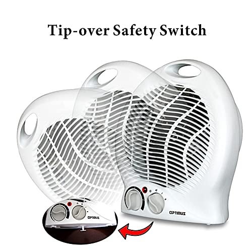 Optimus H-1322 Portable 2-Speed Fan Heater with Thermostat , White - Image 3
