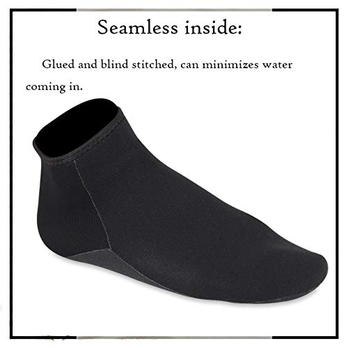 OMGear Neoprene Socks Booties(Low-Cut) for Snorkeling Surfing Diving Spearfishing All Watersports ＆Beach Activities (Black, M(Men 8-9,Women 9-10)) - Image 5