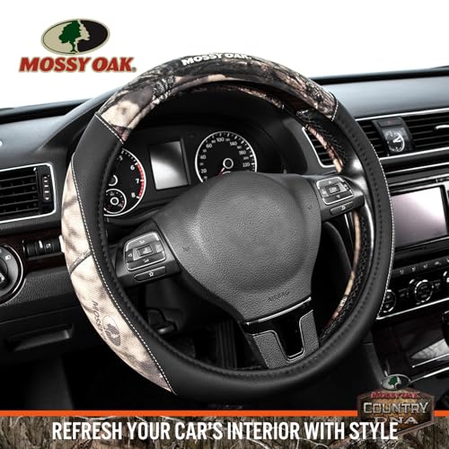 Mossy Oak Camo Steering Wheel Cover - PU Leather and Cotton Twill, Universal Fit 14 1/2 inches to 15 inches - Officially Licensed Product - Image 3