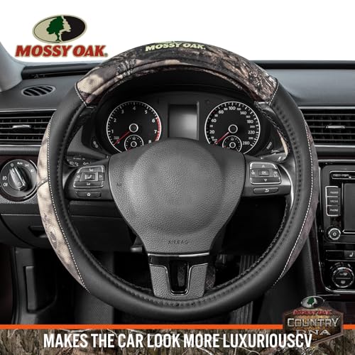 Mossy Oak Camo Steering Wheel Cover - PU Leather and Cotton Twill, Universal Fit 14 1/2 inches to 15 inches - Officially Licensed Product - Image 4