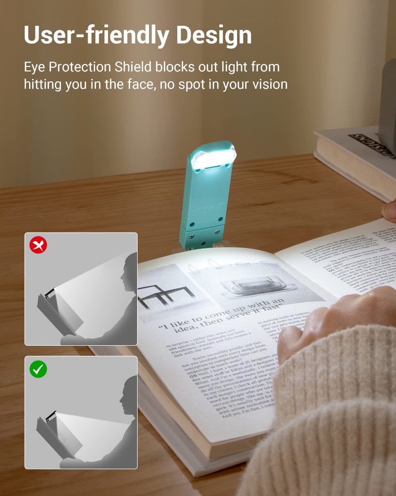 DEWENWILS Book Reading Light with Cilp, LED Clip on Book Light for Reading in Bed, USB Rechargeable Eye Care Book Lamp for Kids, Bookworms,2 Brightness Levels (Black) - Image 5