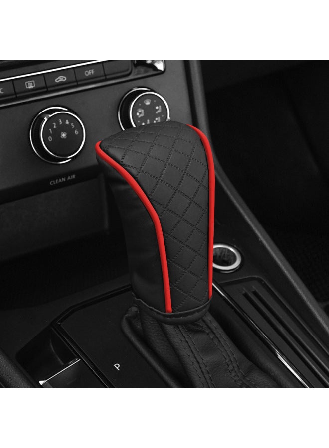 Car Perforated Breathable Cowhide Gear Sleeve Carbon Fiber Grain Leather Universal Gear Sleeve Universal Auto Accessories