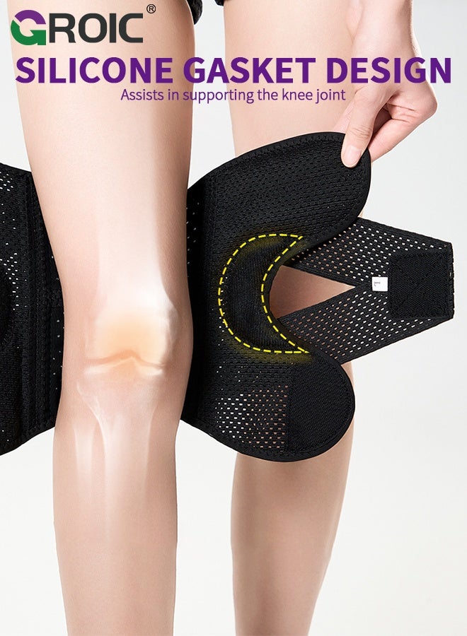 GROIC 1Pcs Knee Brace with Side Stabilizers for Knee Pain, Adjustable Knee Support with Gel Pads for Meniscus Tear ACL MCL Arthritis Injury Recovery, Breathable Knee Wrap for Men & Women (XL, Black) - Image 4