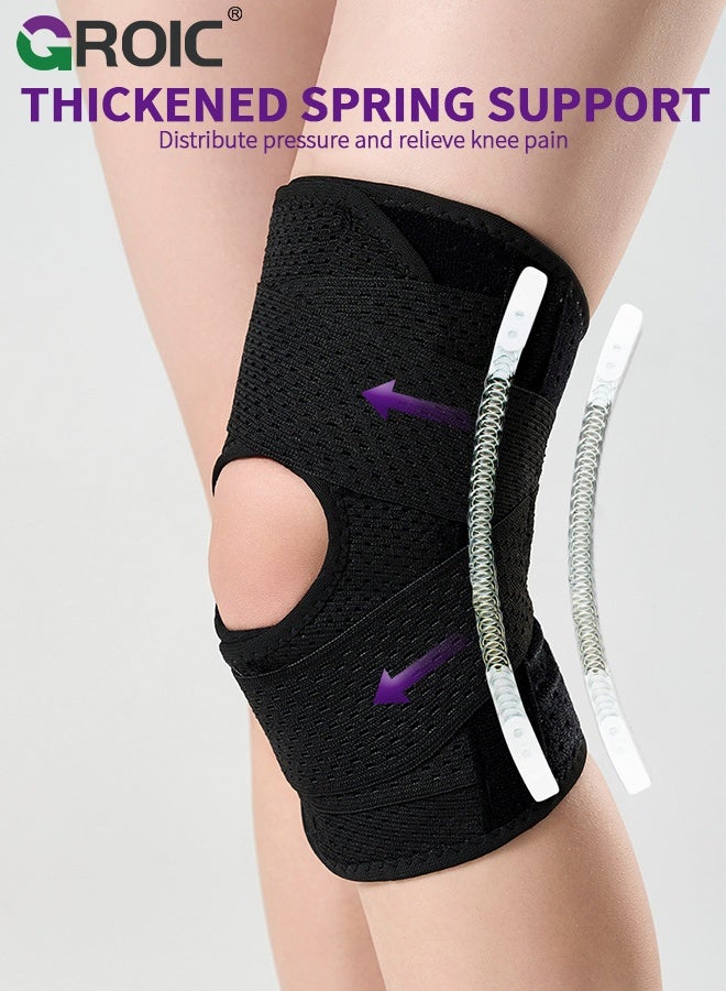 GROIC 1Pcs Knee Brace with Side Stabilizers for Knee Pain, Adjustable Knee Support with Gel Pads for Meniscus Tear ACL MCL Arthritis Injury Recovery, Breathable Knee Wrap for Men & Women (XL, Black) - Image 5