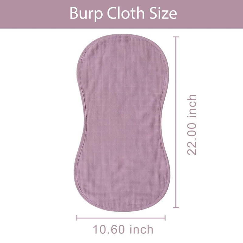 LifeTree Muslin Baby Burp Cloths  Ultra Soft 2 Pack Organic Cotton Large 22 by 10 Absorbent Milk Spit Up Rags  Burping Cloths for Newborn Girls Boys Lavender  Mauve - Image 3