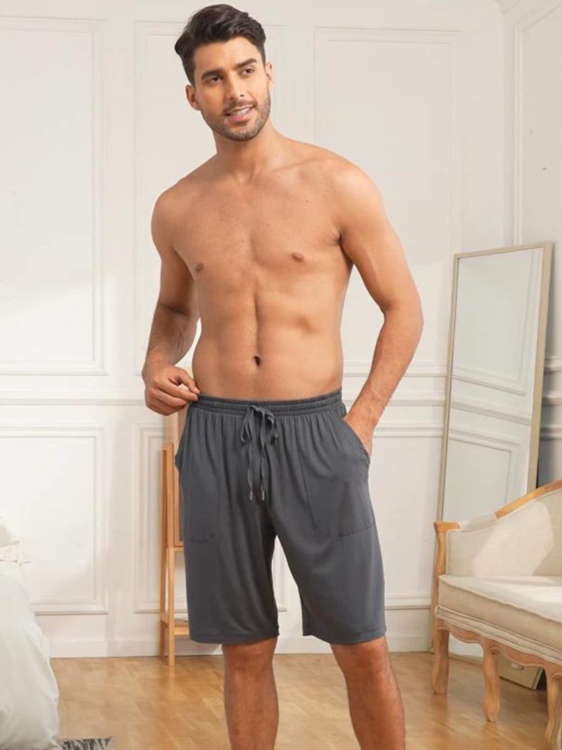 COLORFULLEAF Mens Sleep Shorts Bamboo Rayon Pajama Shorts Men Soft Elastic Waistband Sleeping Bottoms Lounge Pajama Pants 3 Pack(Black&Dark Gray&Navy,XL) - Image 2
